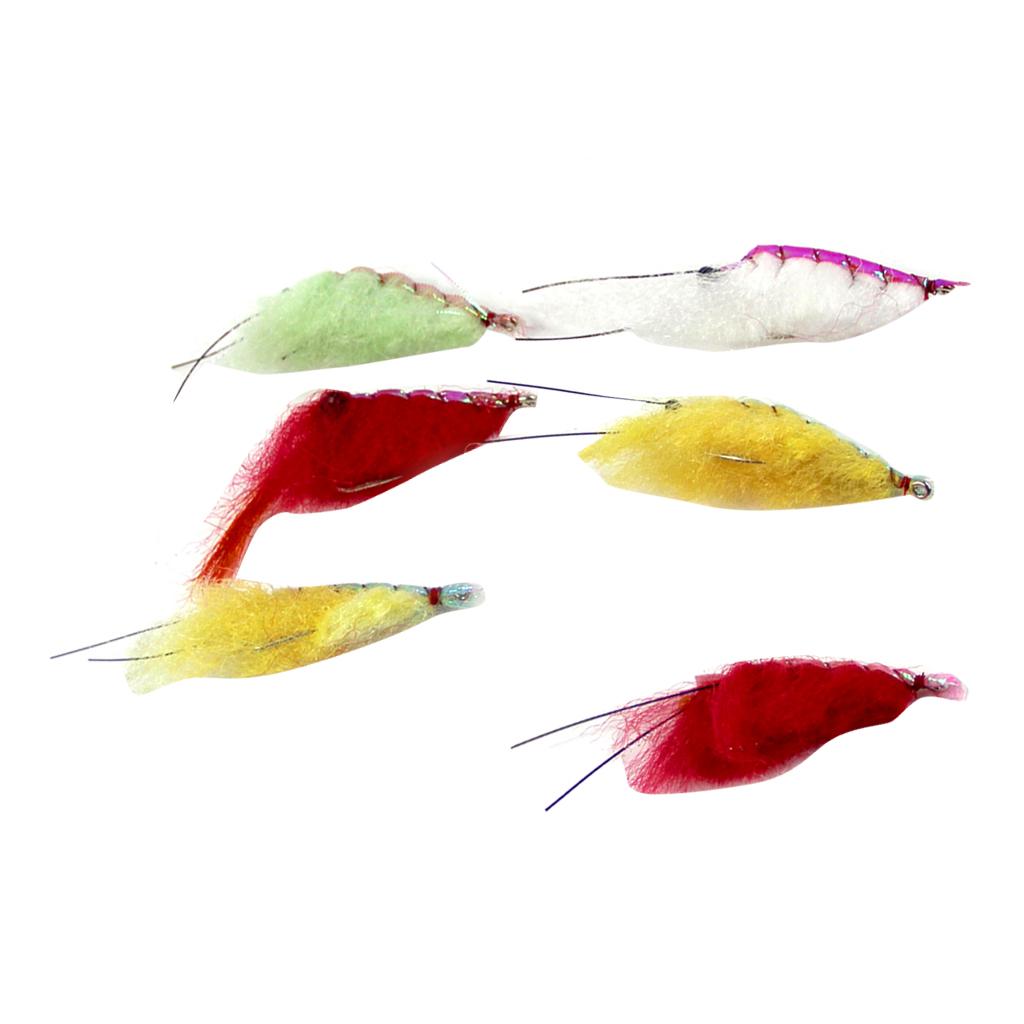 6pcs Shrimp Fishing Flies Fly Fishing Flies Insects Flies with Feather Hook