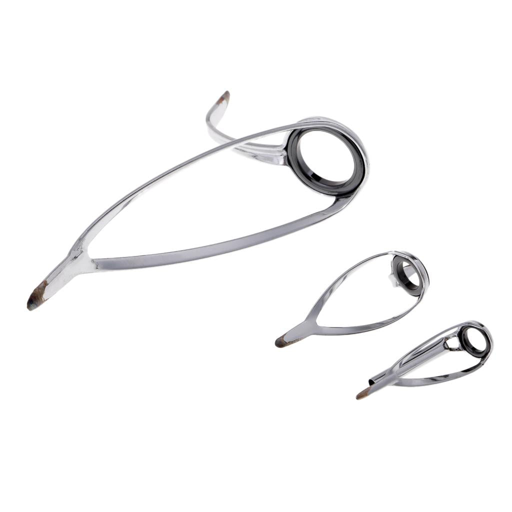 7pcs Ceramic Ring Eyes Fishing Rod Guides Line Ring Stainless Steel Frame