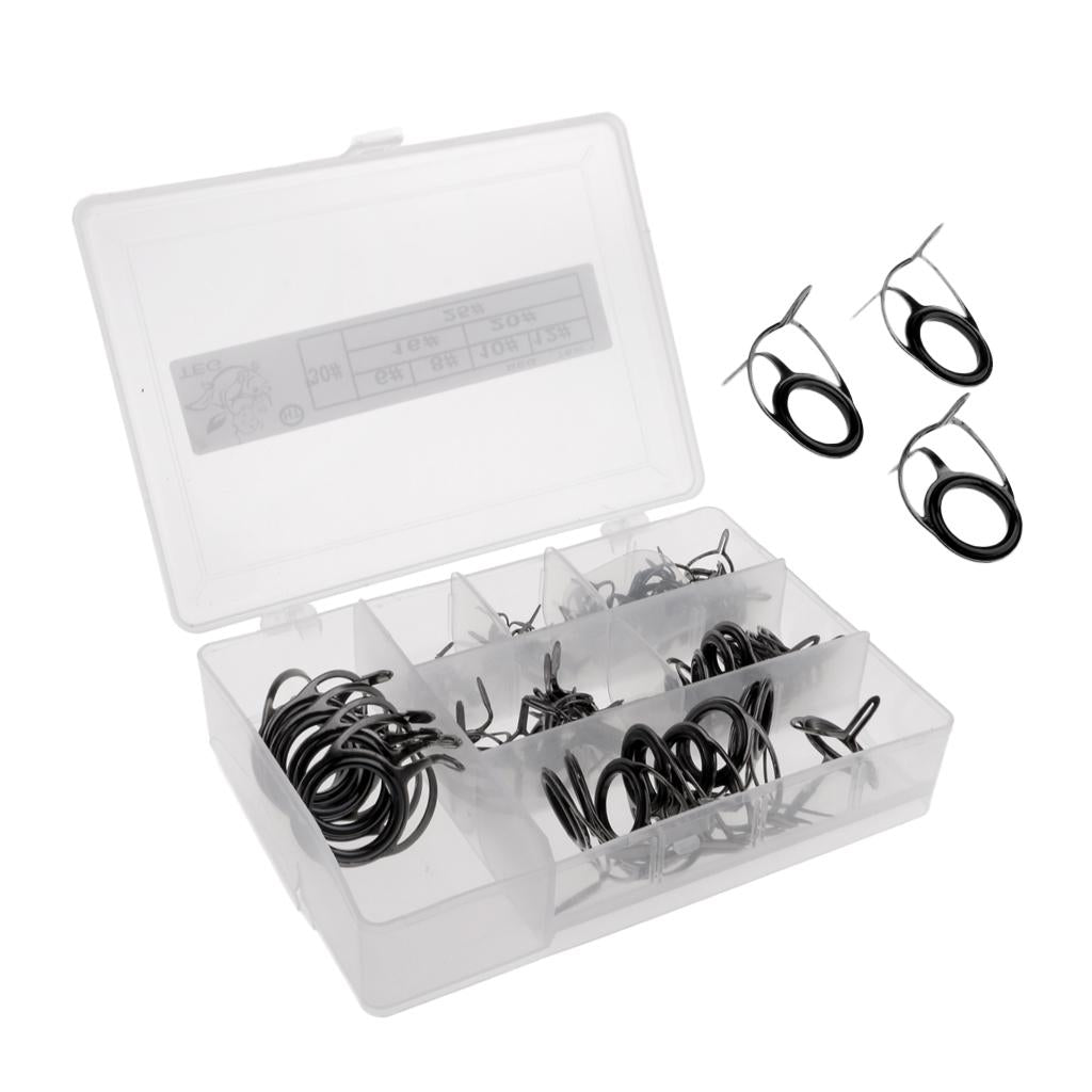 75x Stainless Steel Fishing Rod Guide Ring Rod Repair Kit DIY Tip Ring Gray
