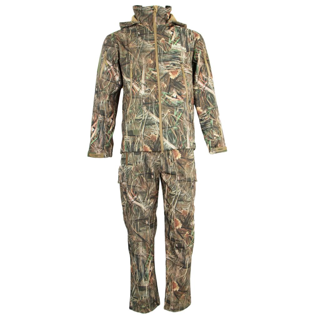 Bionic Camouflage Hunting Clothes Leaf Waterproof Jacket + Pants Suit M