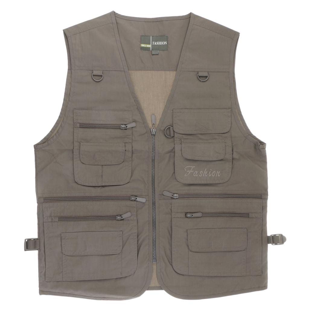 Men's Multi Pocket Outdoor Fishing Traveler Photography Vest Jacket XXXL