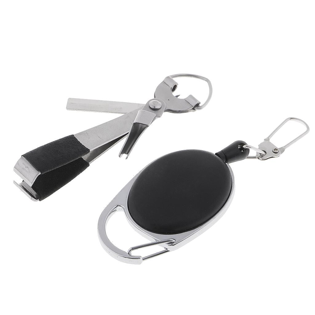 Knot Tyer Fly Fishing Line Clipper Jig Eye Cleaner Hook Sharpener w/ Zinger
