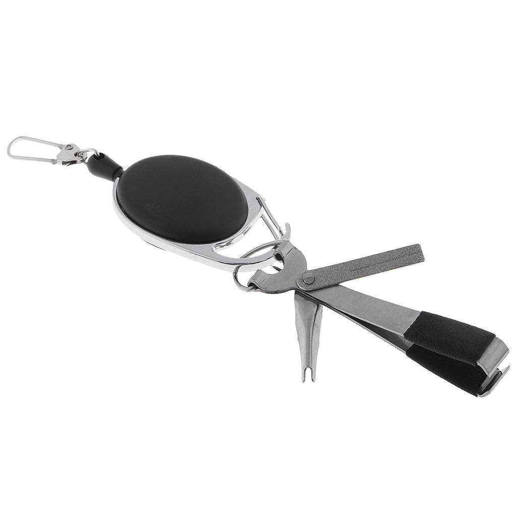 Knot Tyer Fly Fishing Line Clipper Jig Eye Cleaner Hook Sharpener w/ Zinger