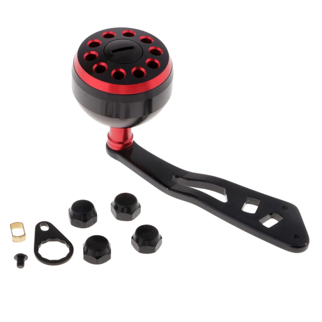 Power Fishing Reel Handle with Knob Baitcasting Reel Handle Rocker Arm Red