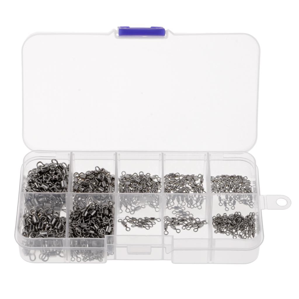 500 Pieces Fishing Swivels Rolling Swivel Connector Ball Bearing Solid Rings