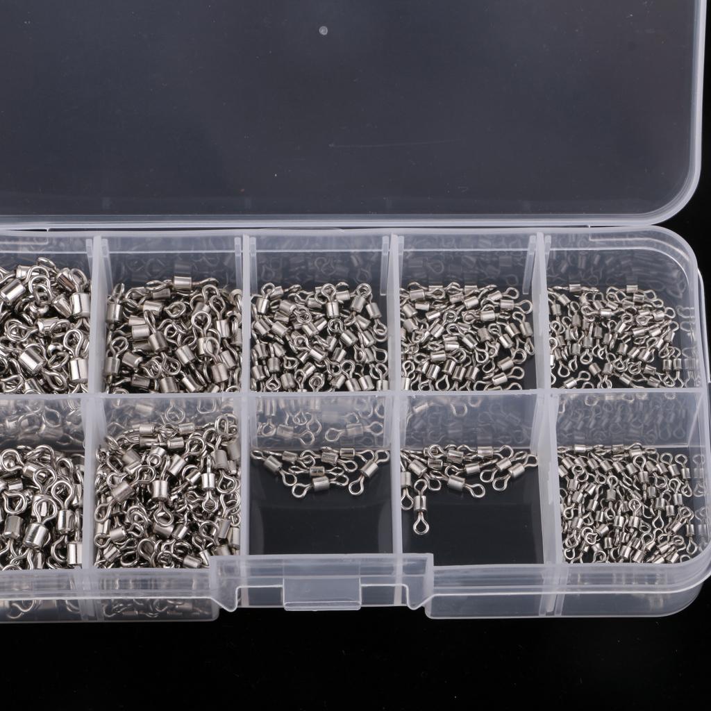 500 Pieces Fishing Swivels Rolling Swivel Connector Ball Bearing Solid Rings