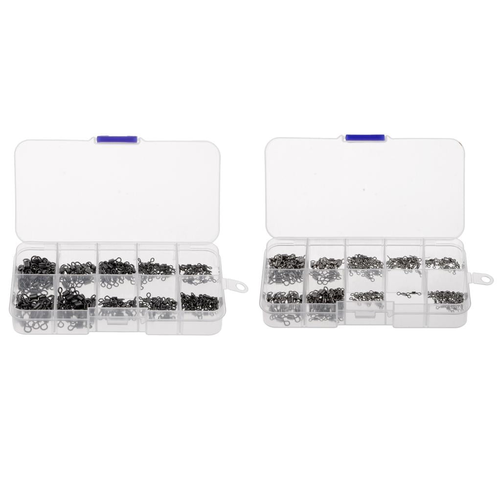 210pcs Durable Fishing Ball/Barrel Bearing Swivel Solid Ring Connector Black