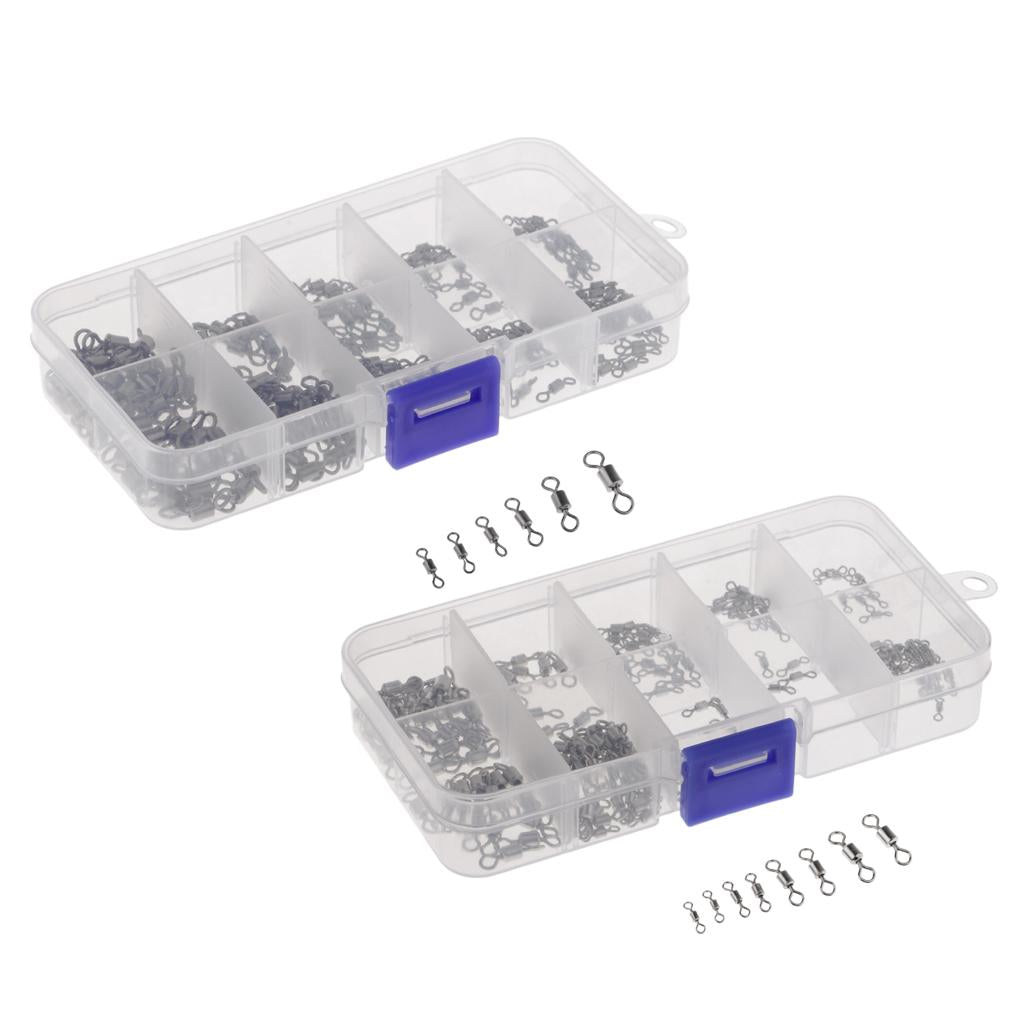 210pcs Durable Fishing Ball/Barrel Bearing Swivel Solid Ring Connector Black