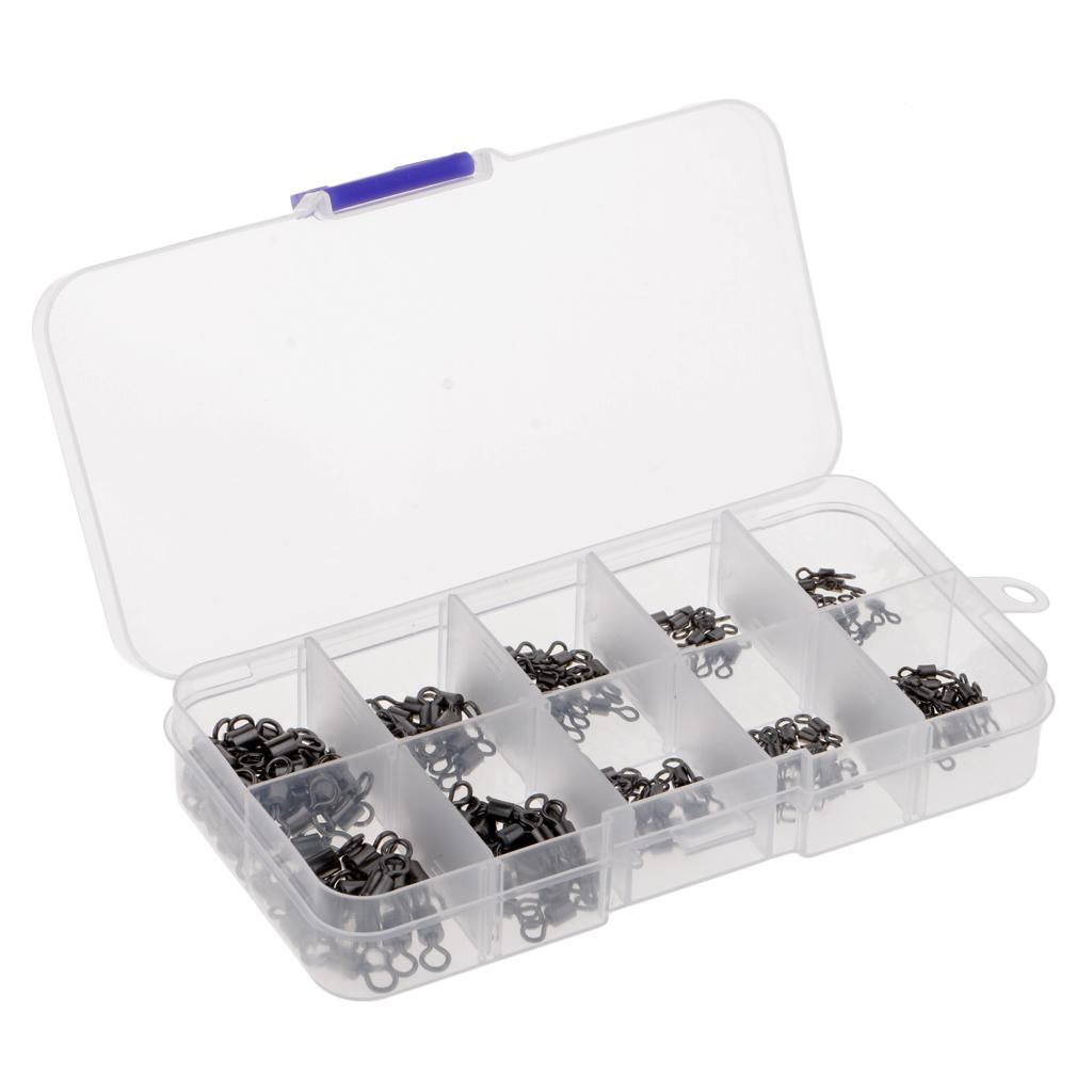 210pcs Durable Fishing Ball/Barrel Bearing Swivel Solid Ring Connector Black