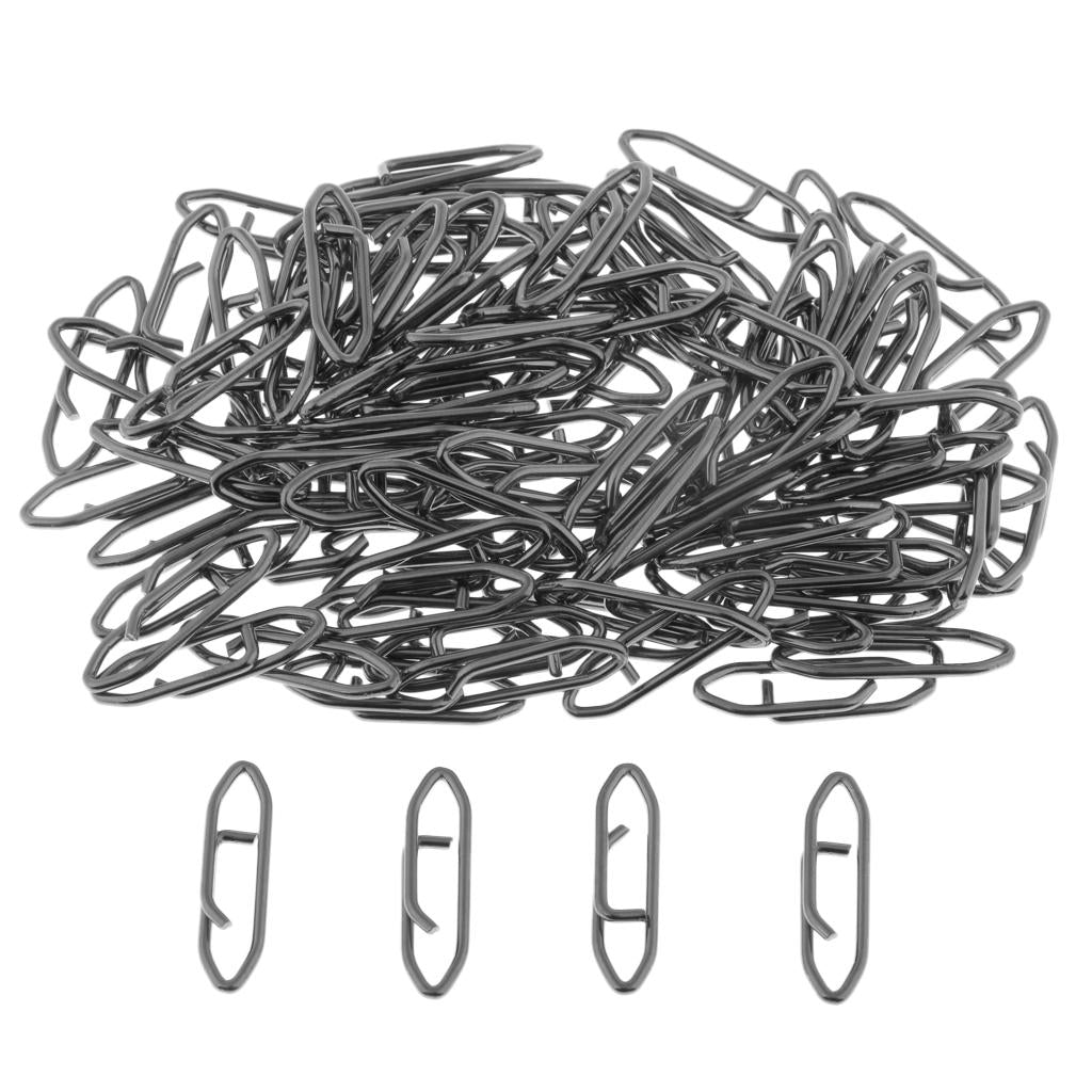 2x100Pcs Carbon Steel Fishing Snap Hook Connector Hooked Snap Tackle 2.4x0.6cm
