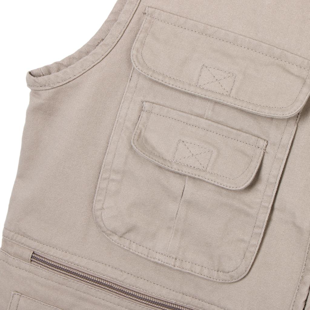 Cotton Multi-Pocket Zipper Waistcoat Outdoor Fishing Photography Vest XXXL