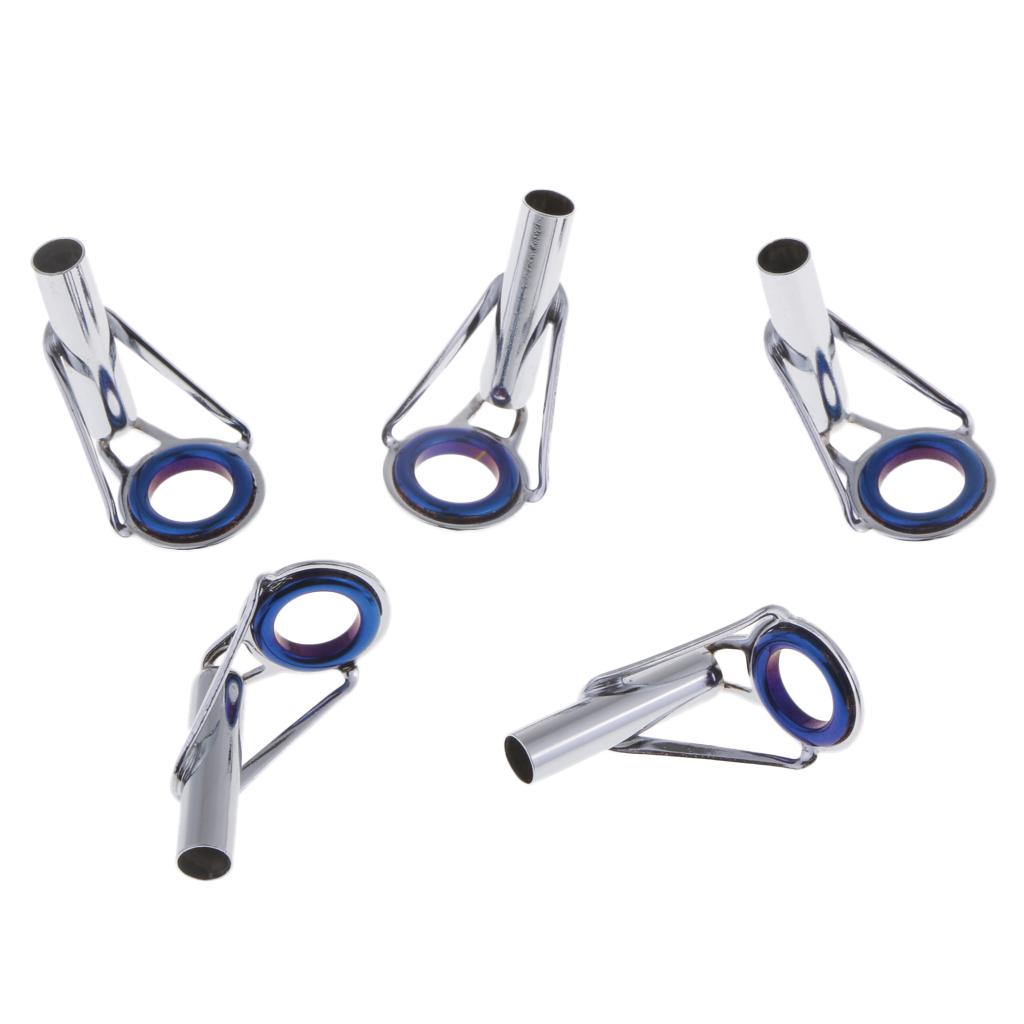 5pcs Fishing Rod Guides Tip Tops Repair Kit Casting Rod Tip Ring Size 4