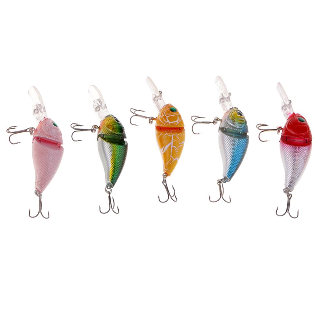 5pcs Minnow Fishing Lure Artificial Hard Bait Lifelike VIB Jointed Crankbait