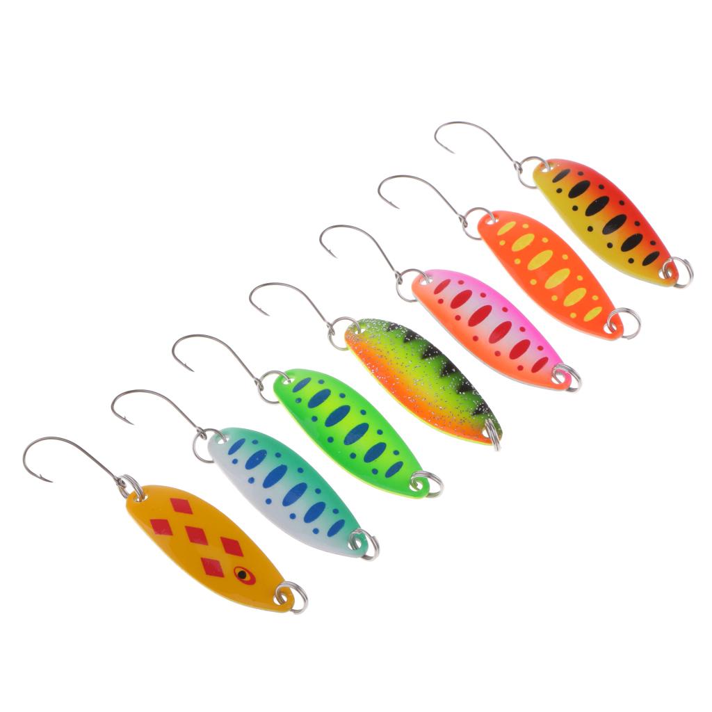 7Pcs Metal Spoons Fishing Lures Hard Sequins Baits with Single Hook 3.5cm