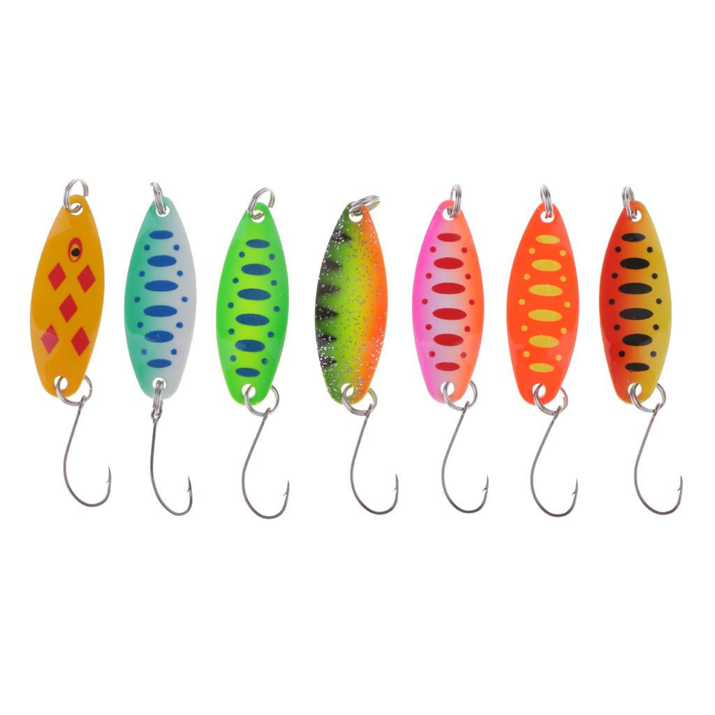 7Pcs Metal Spoons Fishing Lures Hard Sequins Baits with Single Hook 3.5cm
