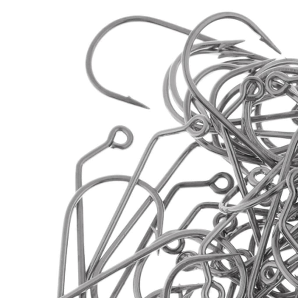 100pcs Worm Fishing Hooks High Carbon Steel Jig Barbed Hook for Big Fish 3-0