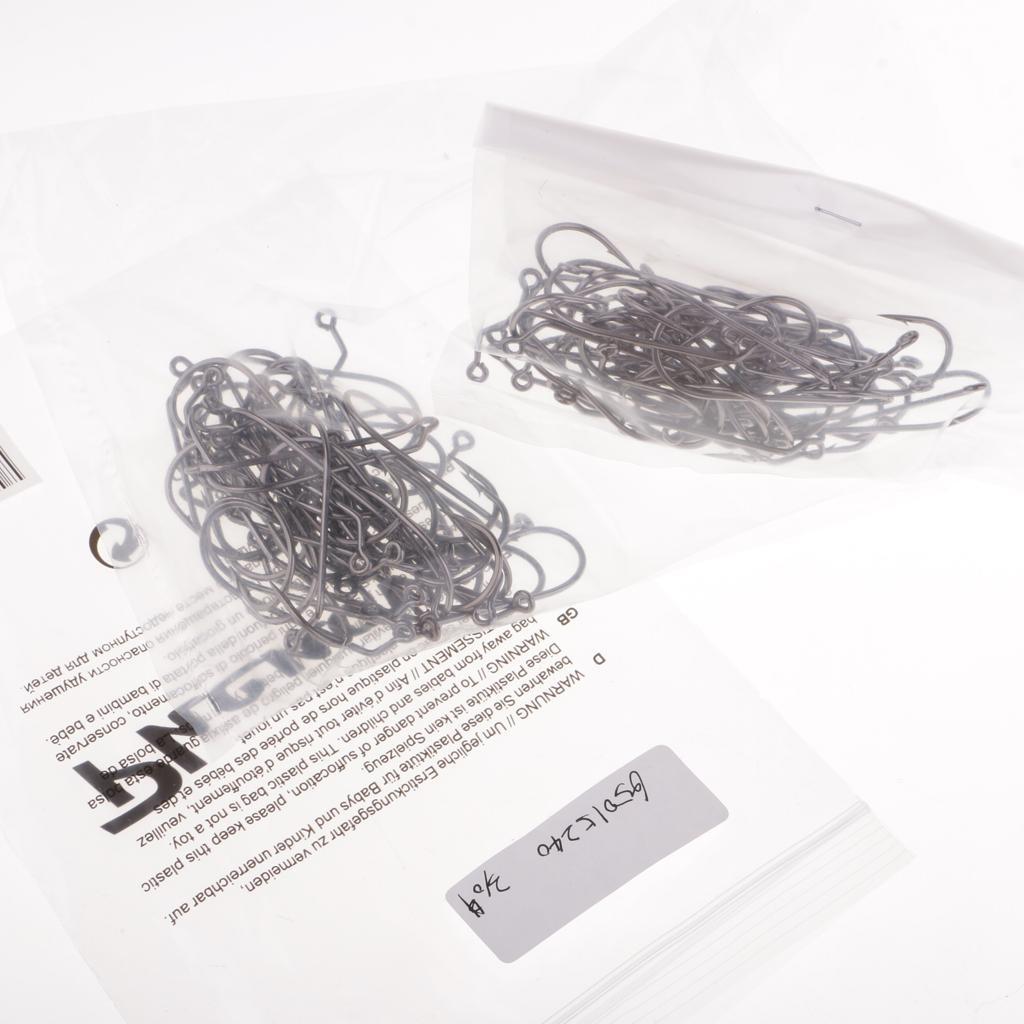 100pcs Worm Fishing Hooks High Carbon Steel Jig Barbed Hook for Big Fish 3-0