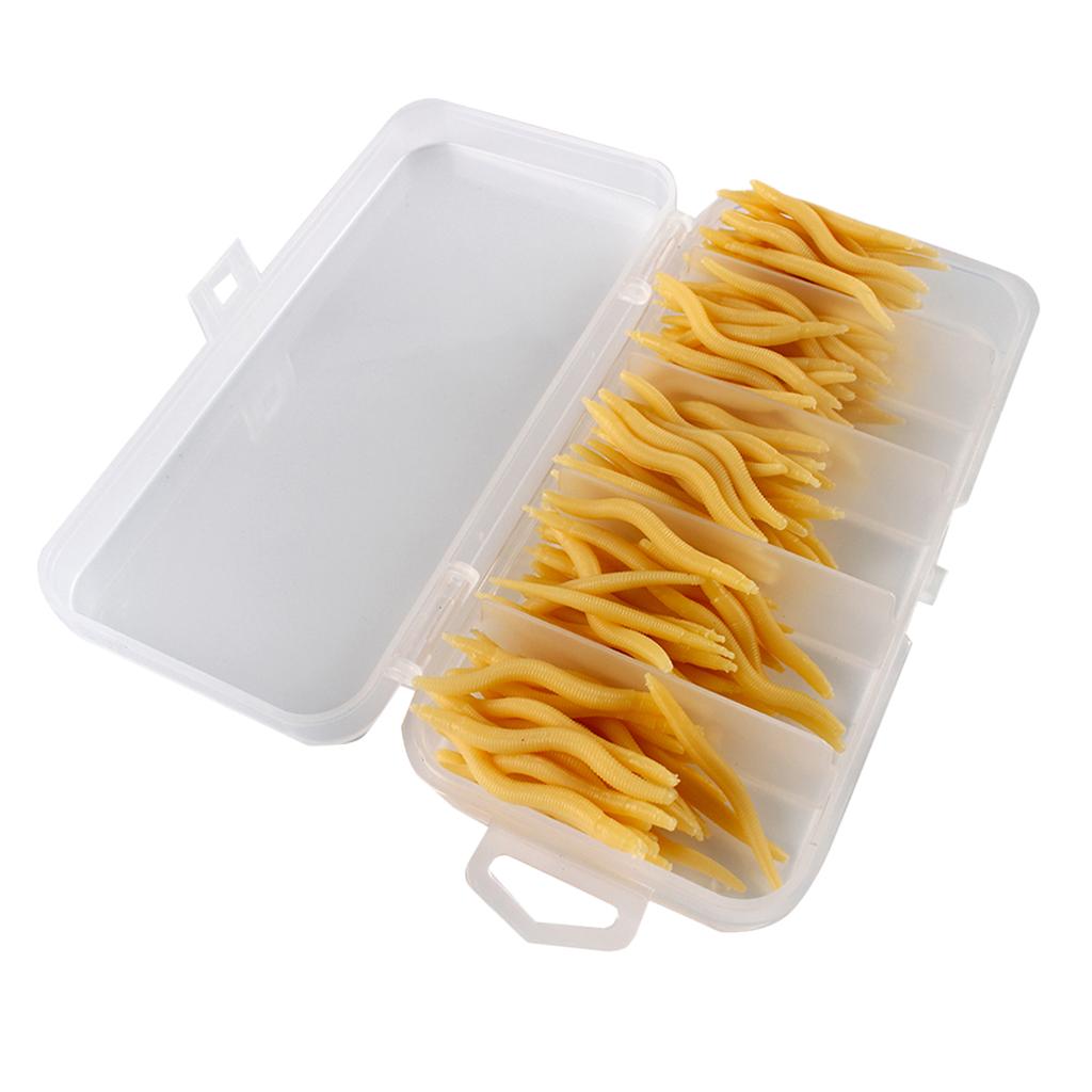 150pcs Artificial Soft Earthworm Fishing Bait Worm Lure Maggot Bait Beige