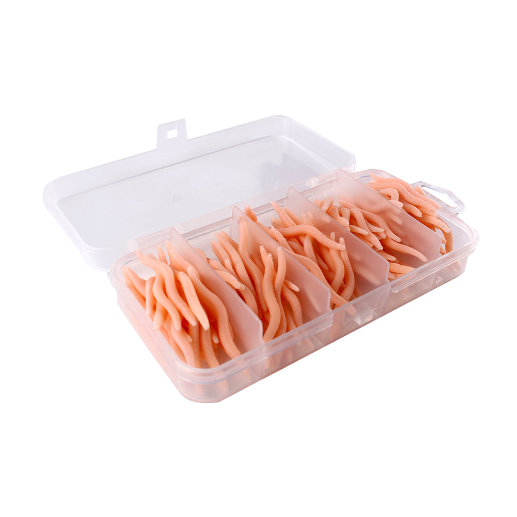 150pcs Artificial Soft Earthworm Fishing Bait Worm Lure Maggot Bait Pink