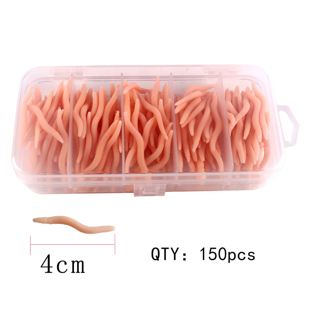 150pcs Artificial Soft Earthworm Fishing Bait Worm Lure Maggot Bait Pink