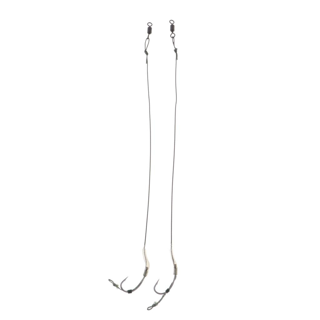 2pcs Carp Fishing Hair Rigs Carp Rigs with Braided Line Barbed Hook HK-G003