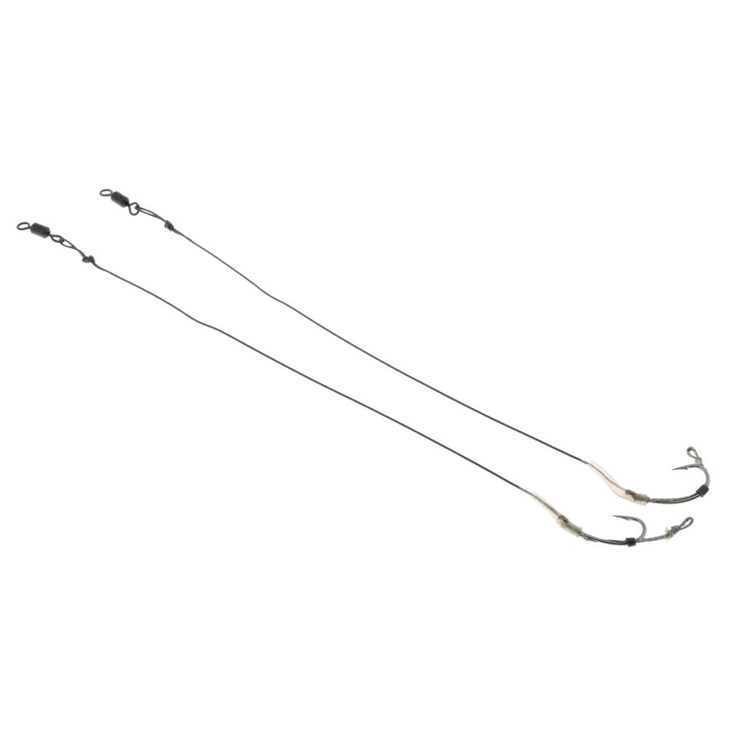 2pcs Carp Fishing Hair Rigs Carp Rigs with Braided Line Barbed Hook HK-G003