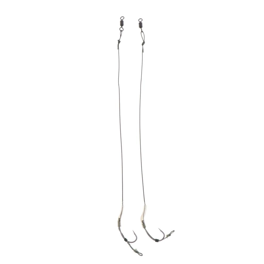 2pcs Carp Fishing Hair Rigs Carp Rigs with Braided Line Barbed Hook HK-G003