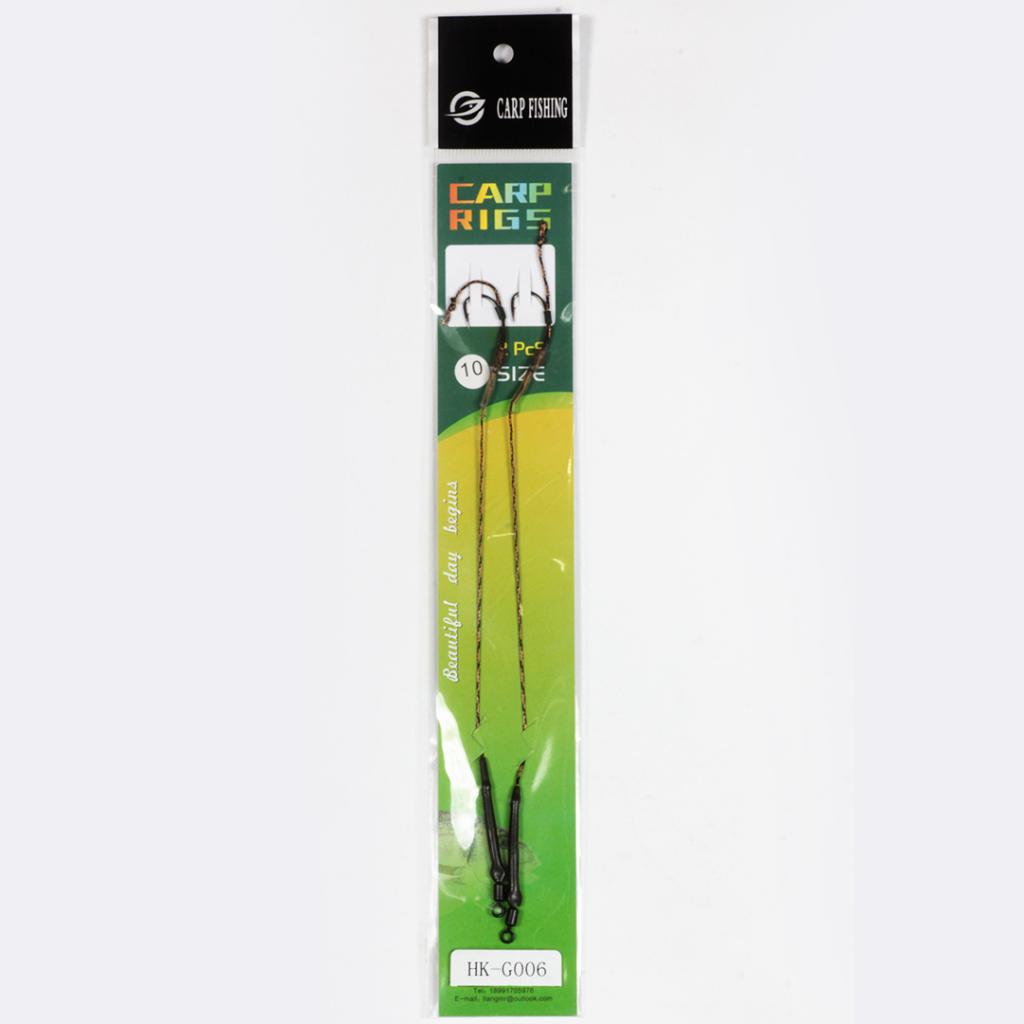 2pcs Carp Fishing Hair Rigs Braided Line High Carbon Steel Hooks G006