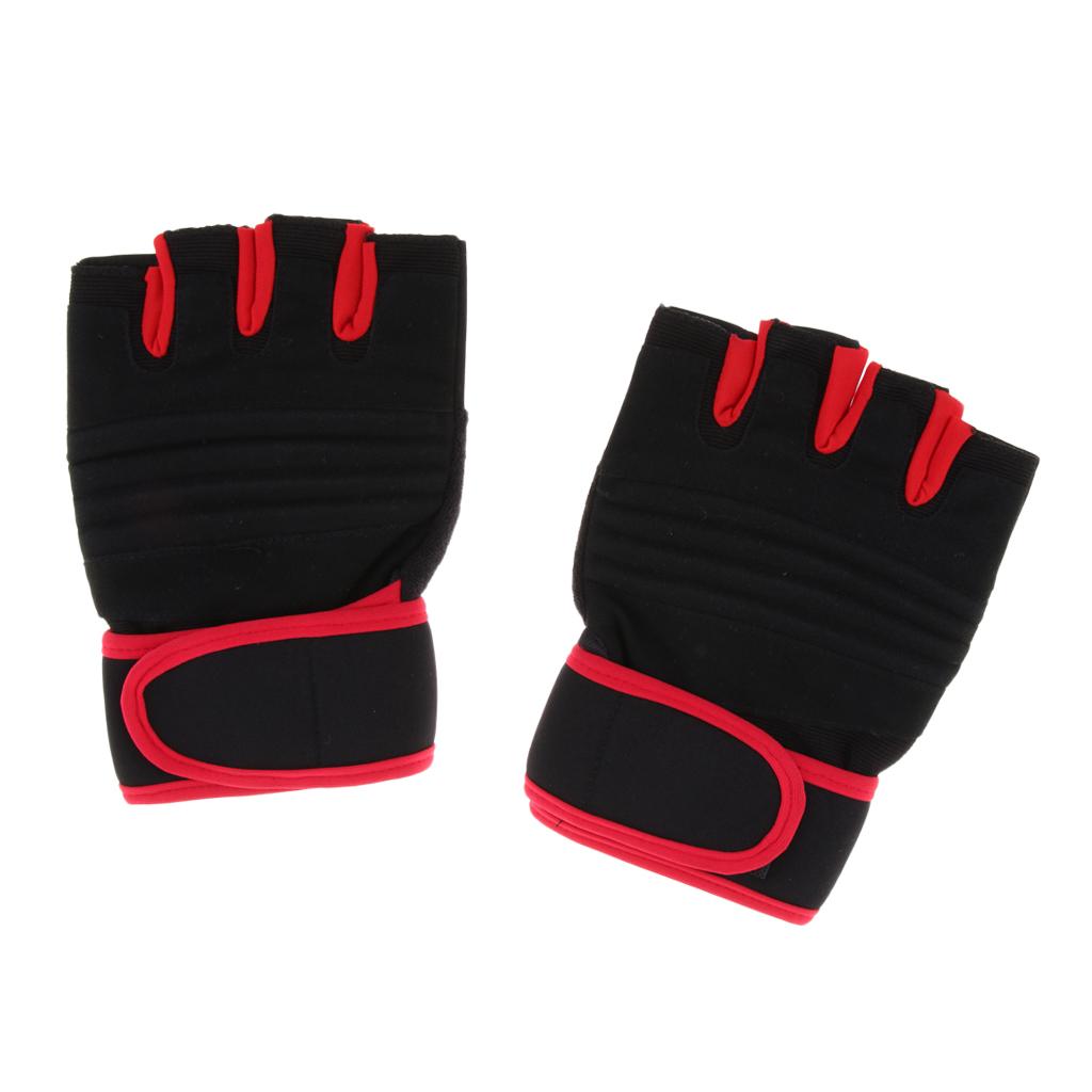 Half Finger Breathable Anti-Slip Climbing Cycling Fishing Gloves Red