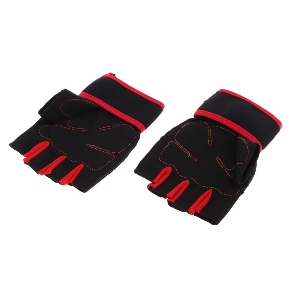 Half Finger Breathable Anti-Slip Climbing Cycling Fishing Gloves Red
