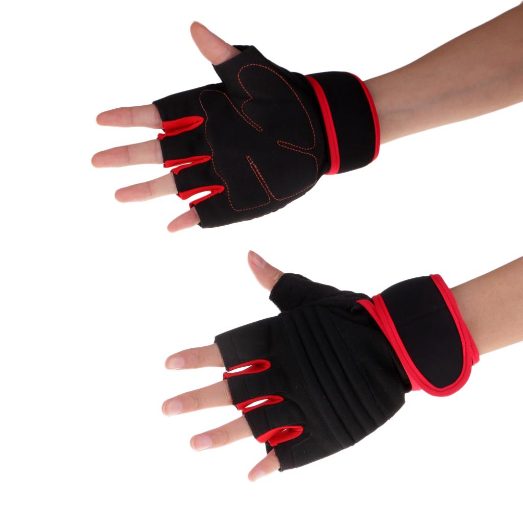 Half Finger Breathable Anti-Slip Climbing Cycling Fishing Gloves Red