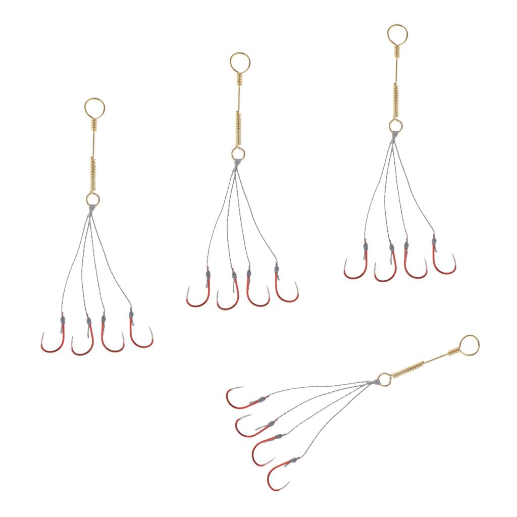 4 Set Small Explosion Fishing Line Hooks Group Carp Fishing Barbed Hooks S