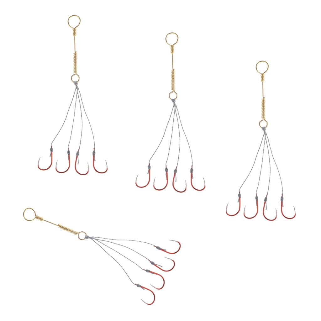 4 Set Small Explosion Fishing Line Hooks Group Carp Fishing Barbed Hooks S