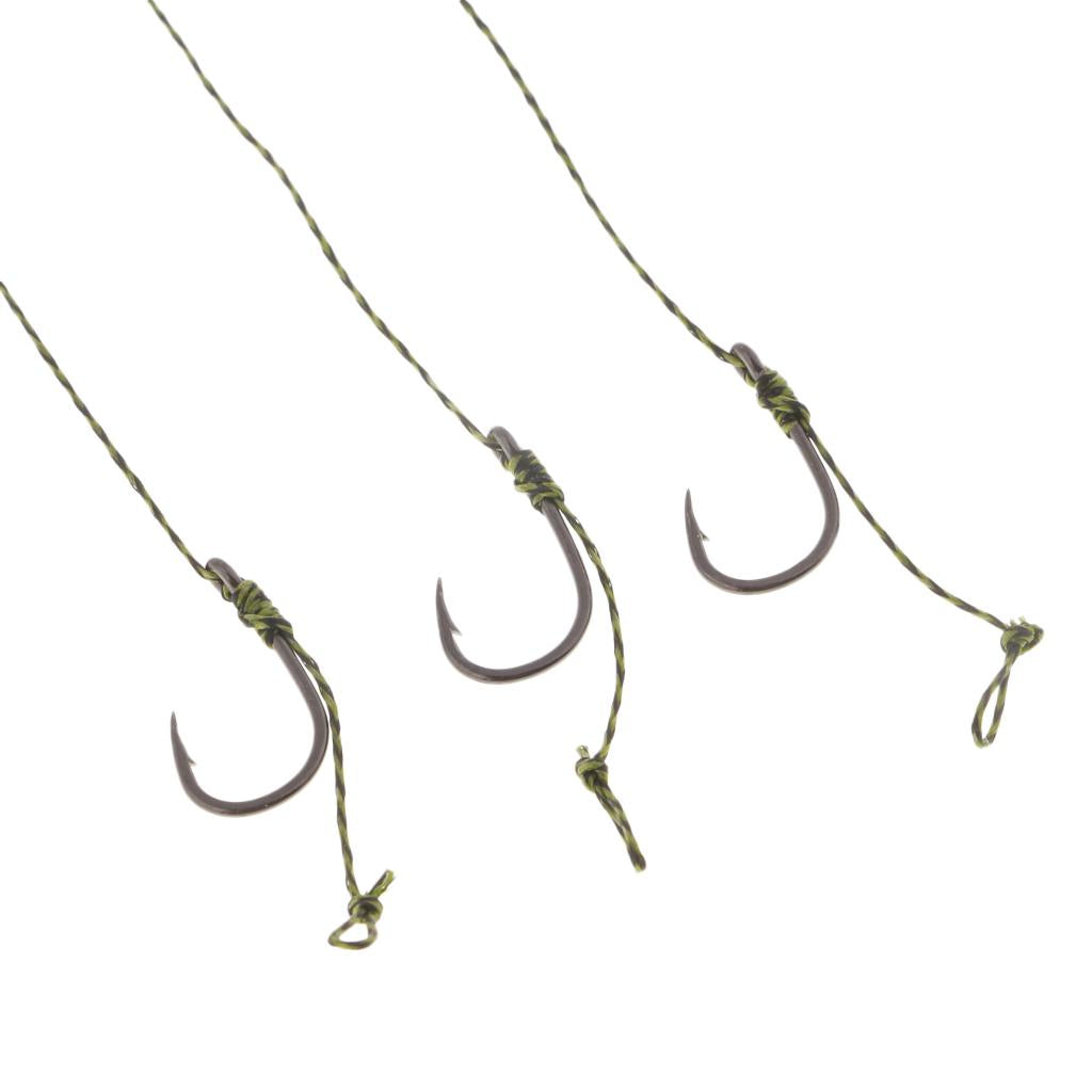 3pcs Ready Tied Carp Fishing Rigs - Barbed Hook Assembled Rigs Hook Size 8