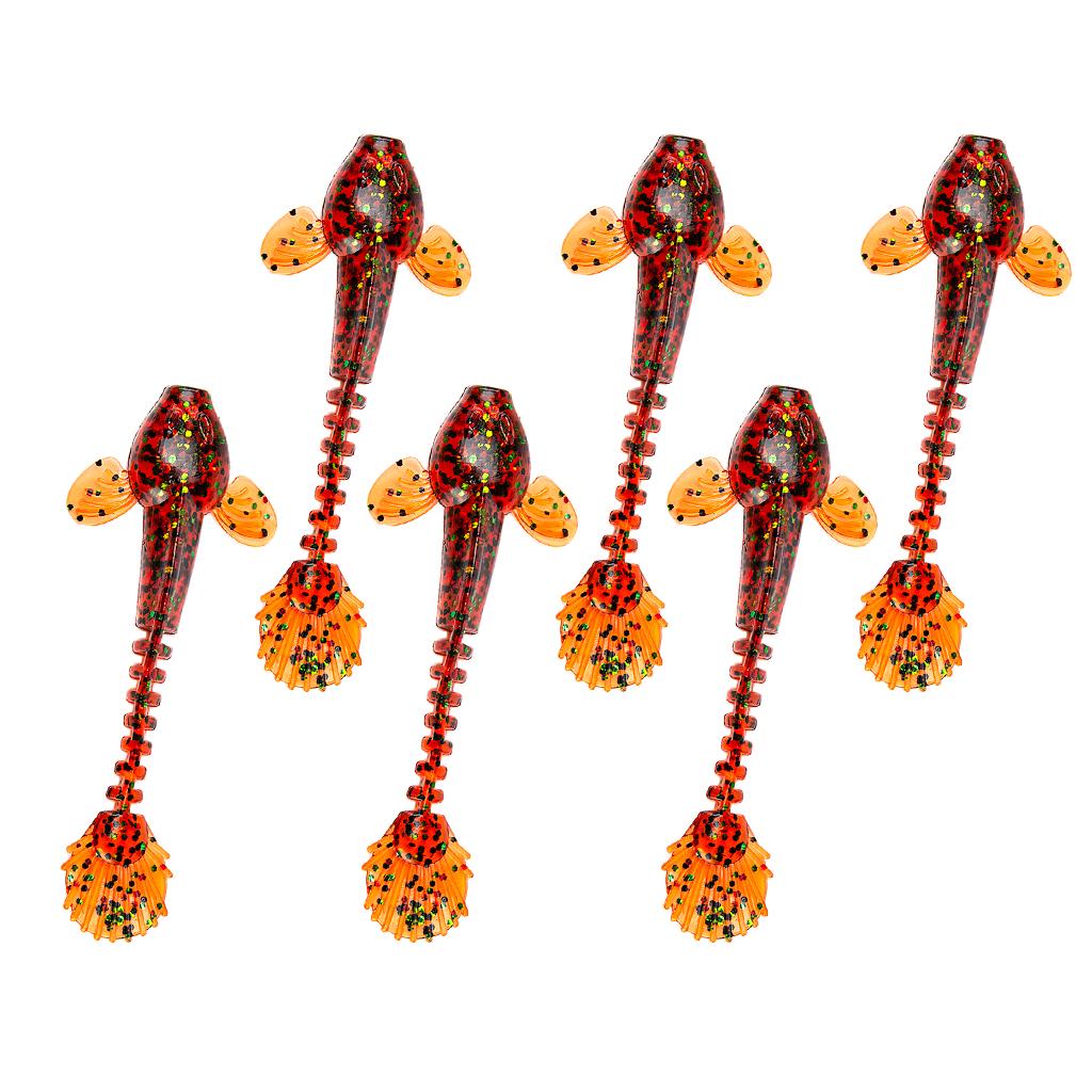 6pcs Simulation Soft Bait Fishing Lure Plastic Artificial Bait 9cm Red