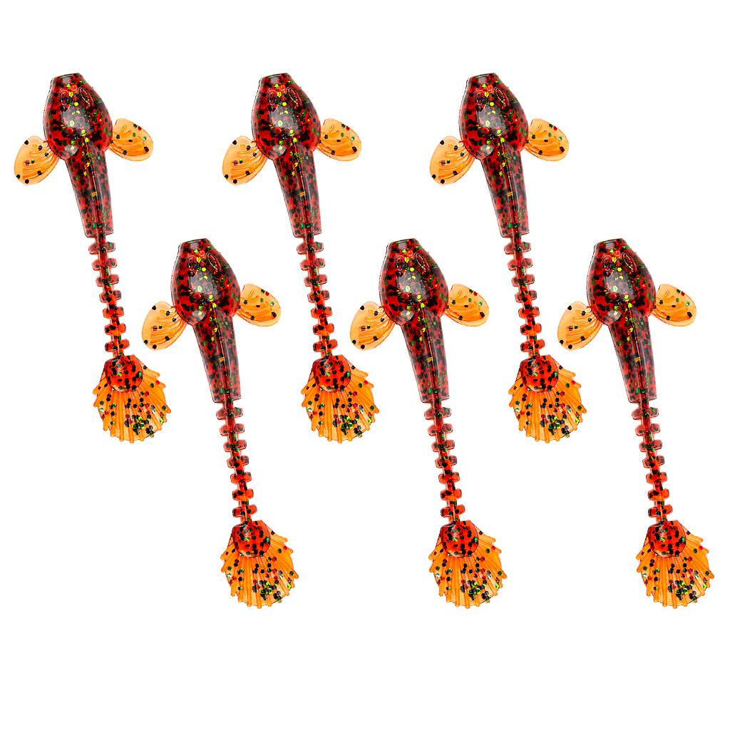 6pcs Simulation Soft Bait Fishing Lure Plastic Artificial Bait 9cm Red