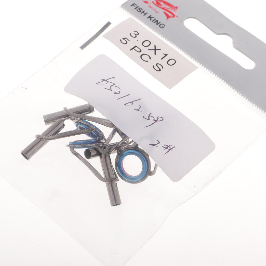 3x5Pcs Stainless Steel Fishing Rod Tops Rings Guides DIY Pole Repair Kit 002