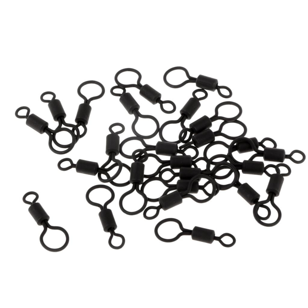 3x25pcs Carp Fishing Rolling Swivels with Long Body and Large & Small Eyes