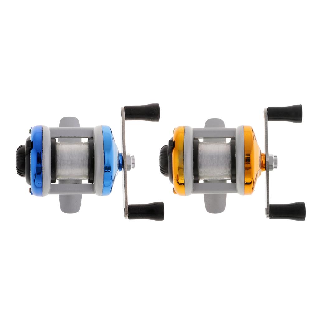 Mini Ice Fishing Reel 1BB Dual Rocker Arm Winter Baitcasting Reel Blue