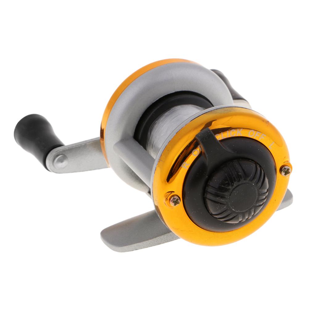Mini Ice Fishing Reel 1BB Dual Rocker Arm Winter Baitcasting Reel Gold