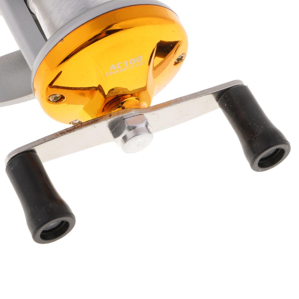 Mini Ice Fishing Reel 1BB Dual Rocker Arm Winter Baitcasting Reel Gold