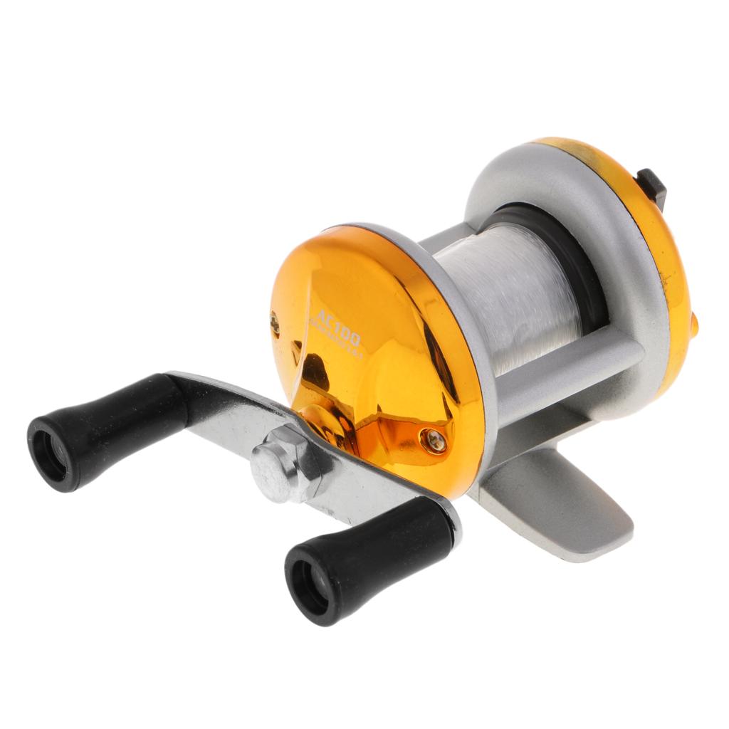 Mini Ice Fishing Reel 1BB Dual Rocker Arm Winter Baitcasting Reel Gold