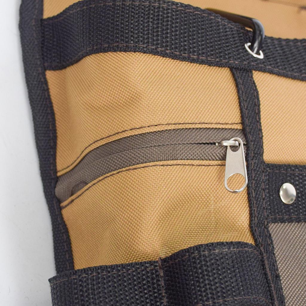 Multi-Pocket Slot Pouch Tool Belt Bag Electrician Carpenter Contractor Khaki