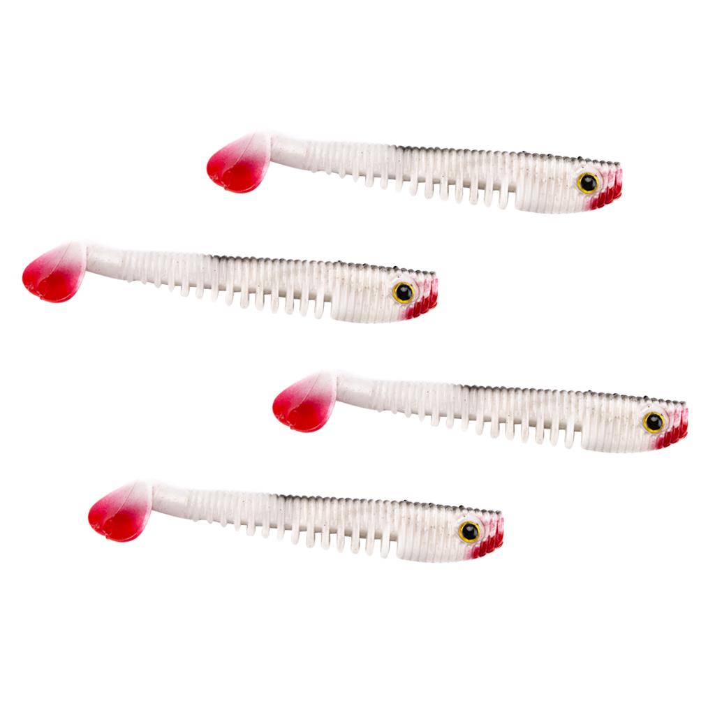 4pcs Soft Simulation Fishing Lures Artificial T Tail Bait Swimbaits Black