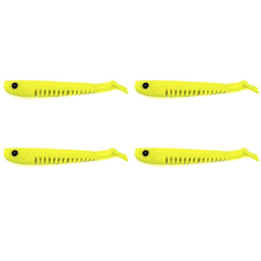 4pcs Soft Simulation Fishing Lures Artificial T Tail Bait Swimbaits Yellow
