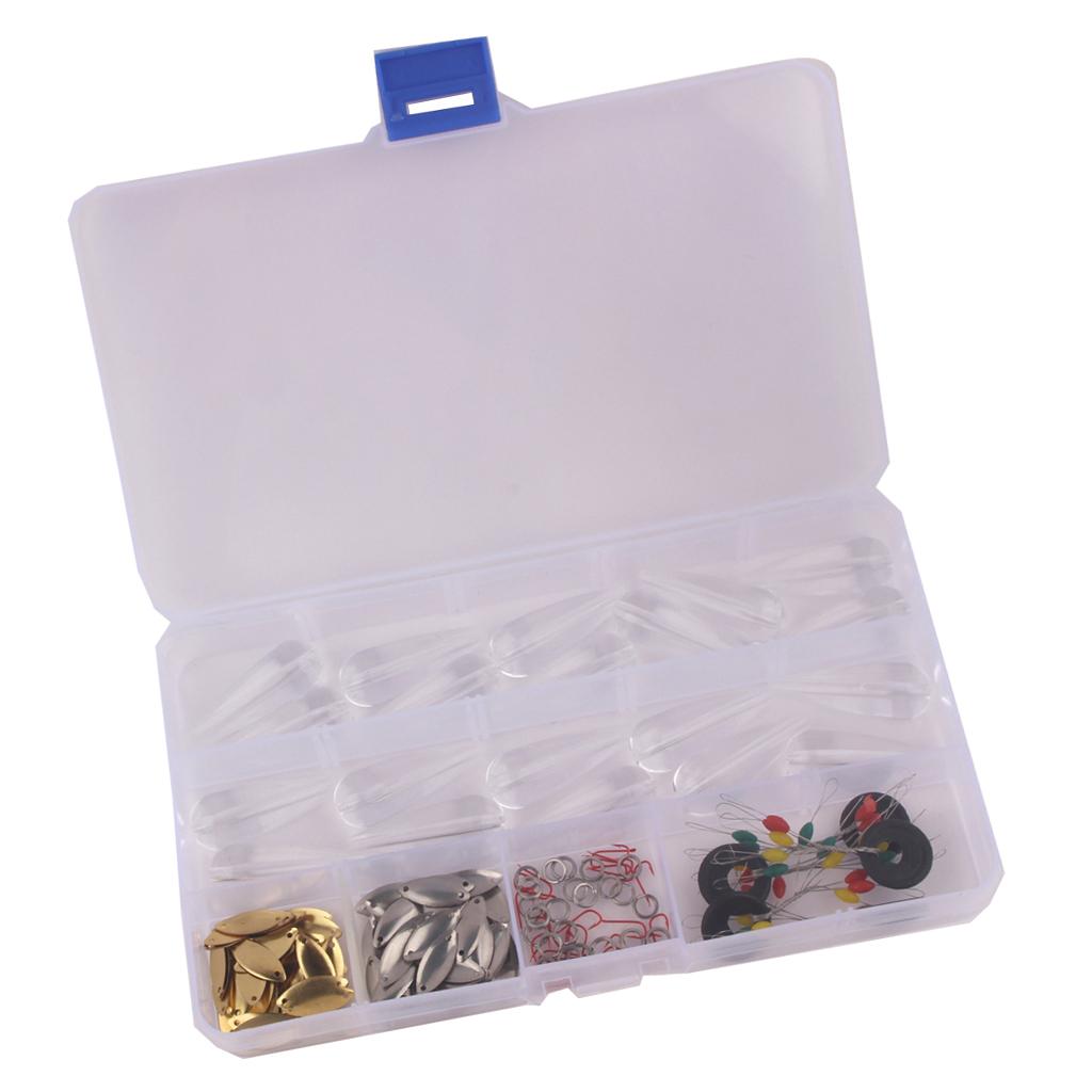 206pcs Fishing Accessories Tackle Box with Spoon Sbirolino Floats Hook Rings