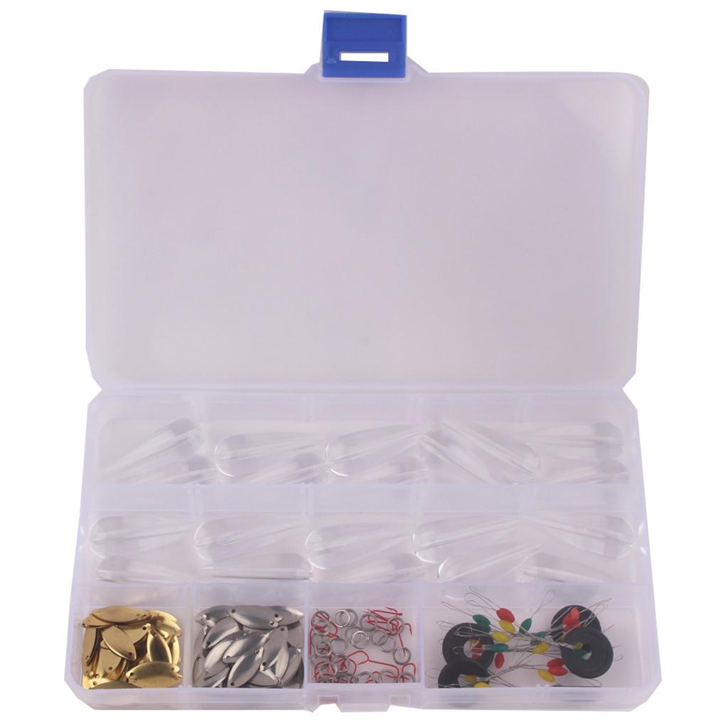 206pcs Fishing Accessories Tackle Box with Spoon Sbirolino Floats Hook Rings