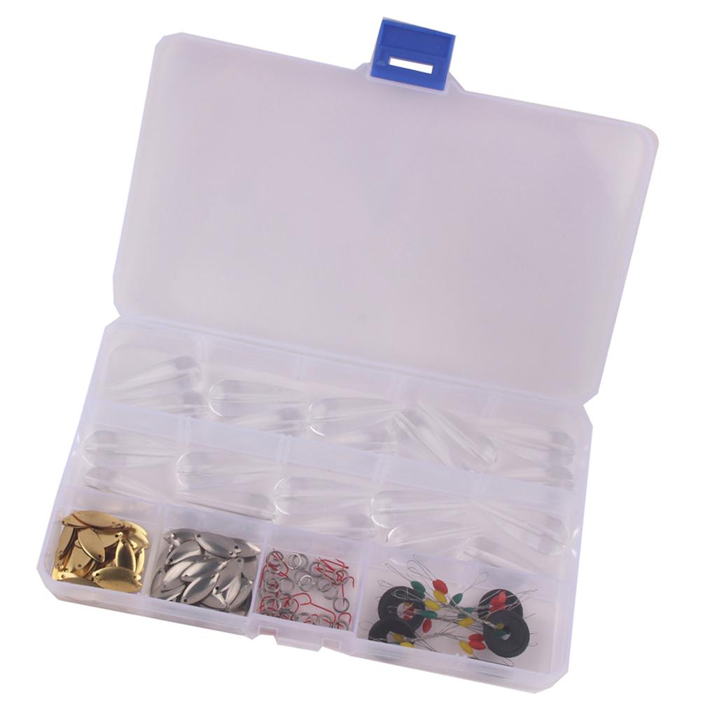206pcs Fishing Accessories Tackle Box with Spoon Sbirolino Floats Hook Rings