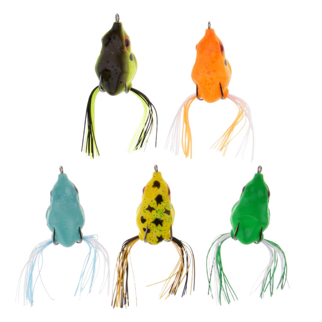 5pcs Frog Soft Fishing Lure Bass Snakehead Bait Topwater Swimbait Crankbait