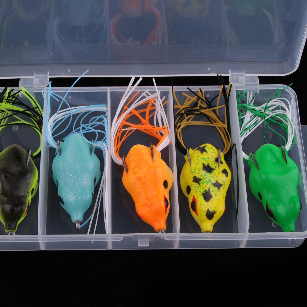 5pcs Frog Soft Fishing Lure Bass Snakehead Bait Topwater Swimbait Crankbait